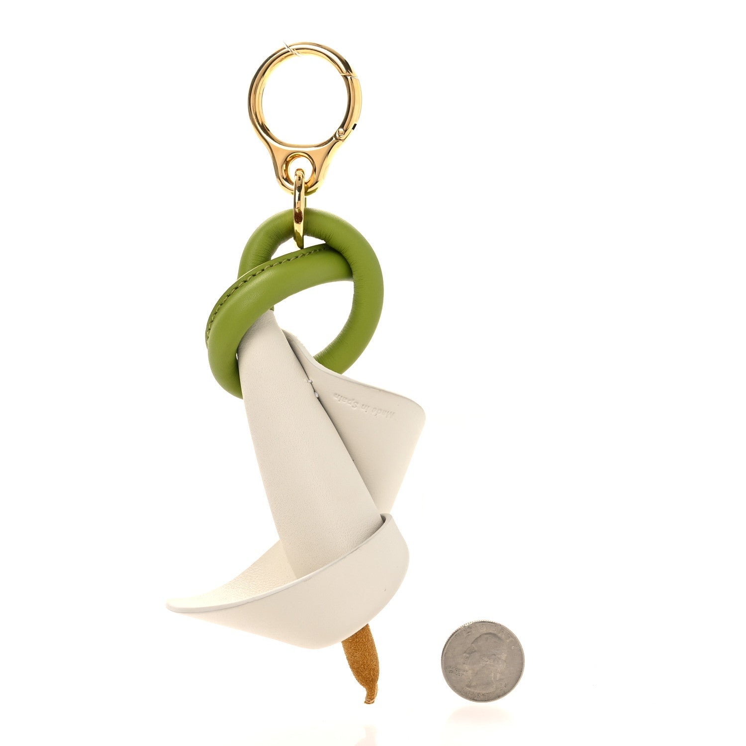 Calfskin Callalily Bag Charm Green White