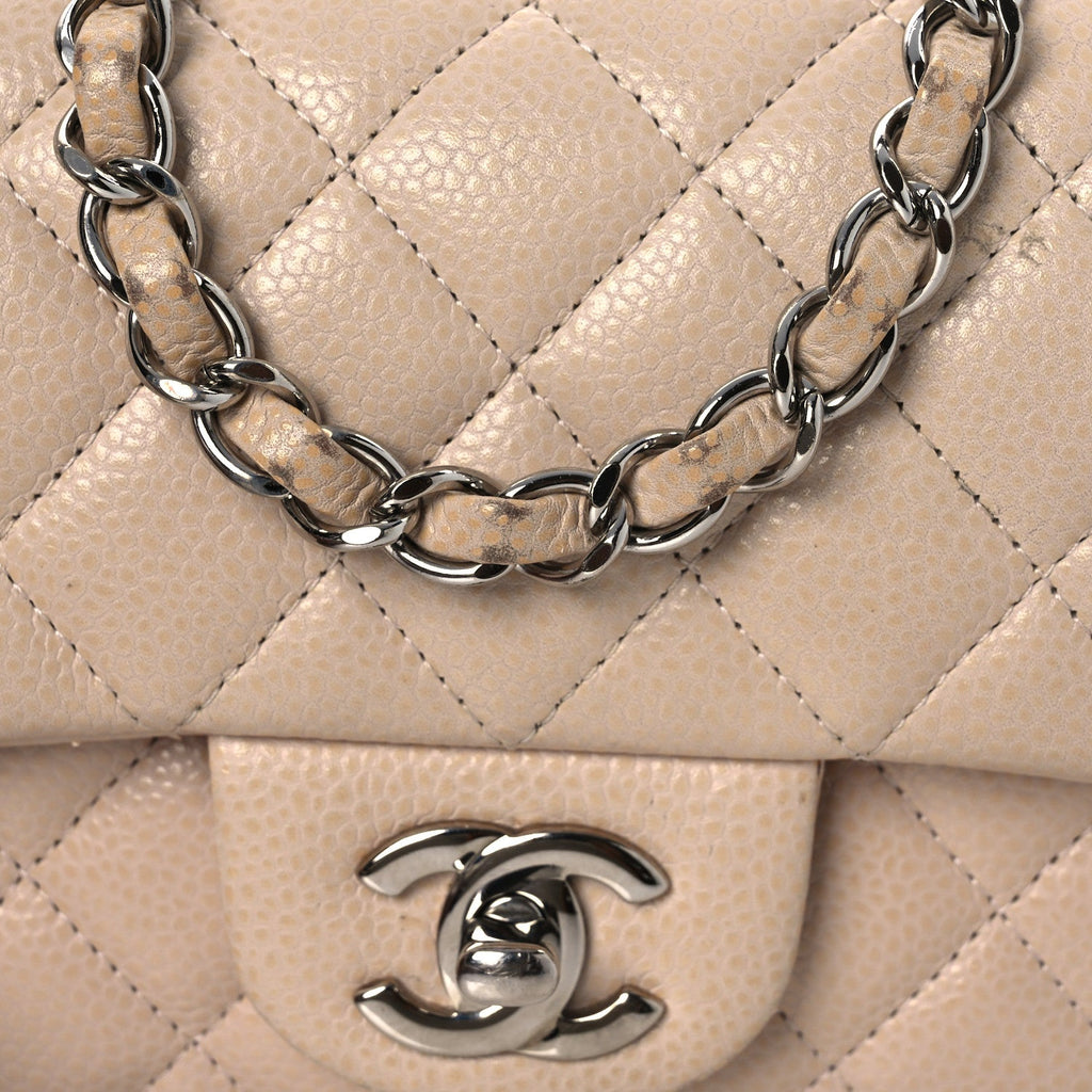 Caviar Quilted Mini Rectangular Flap Light Pink