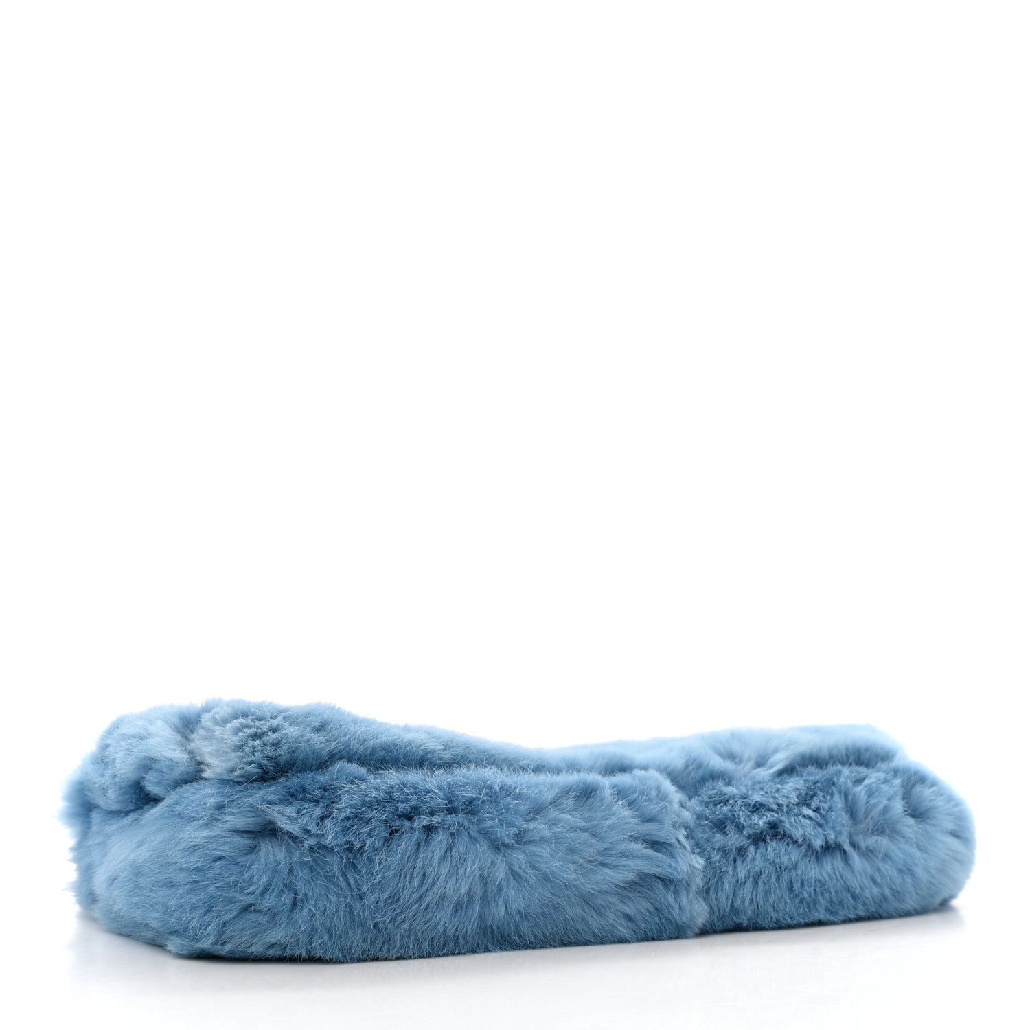 Rabbit Fur Crystal Flap Clutch Blue