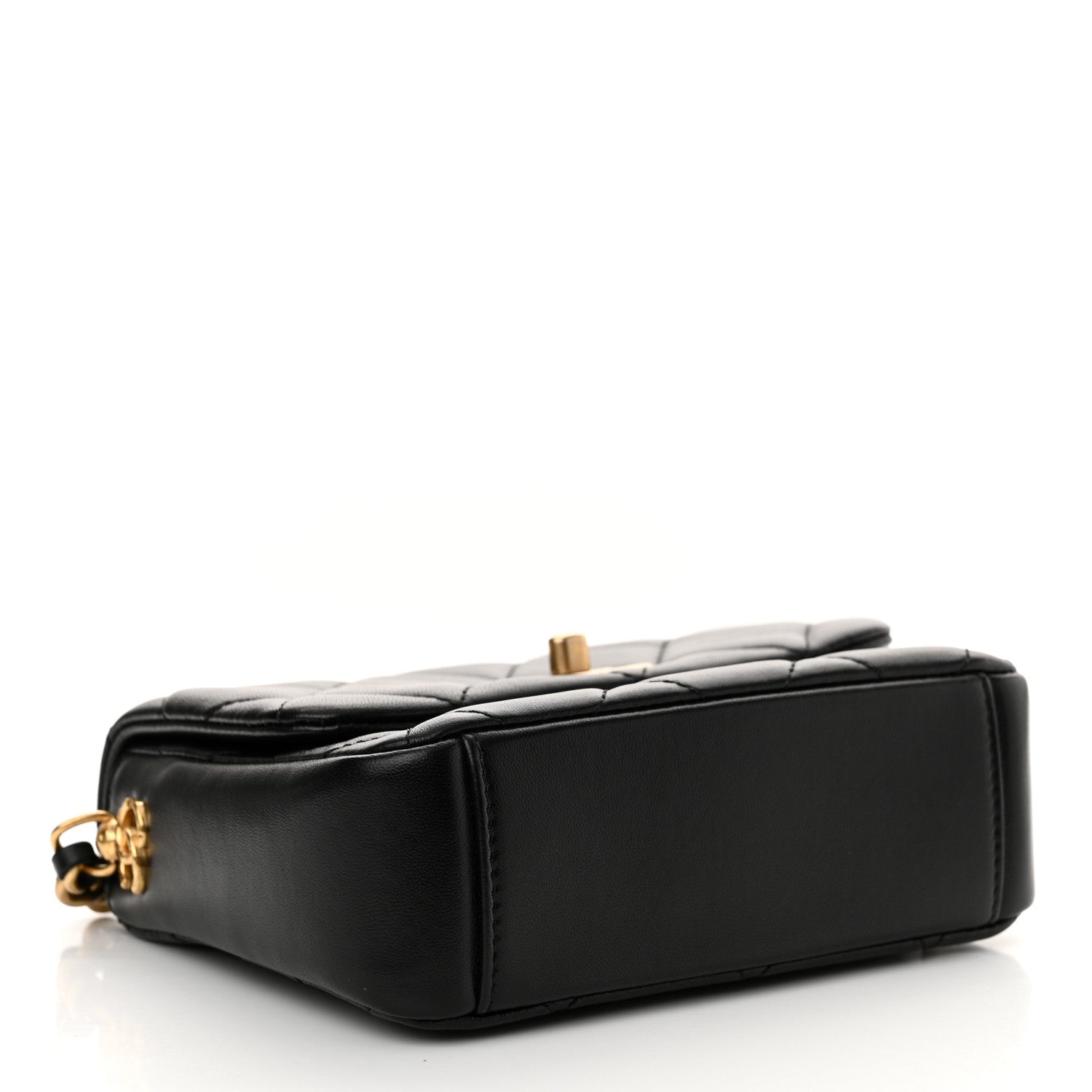 Lambskin Quilted Mini Side Note Flap Black