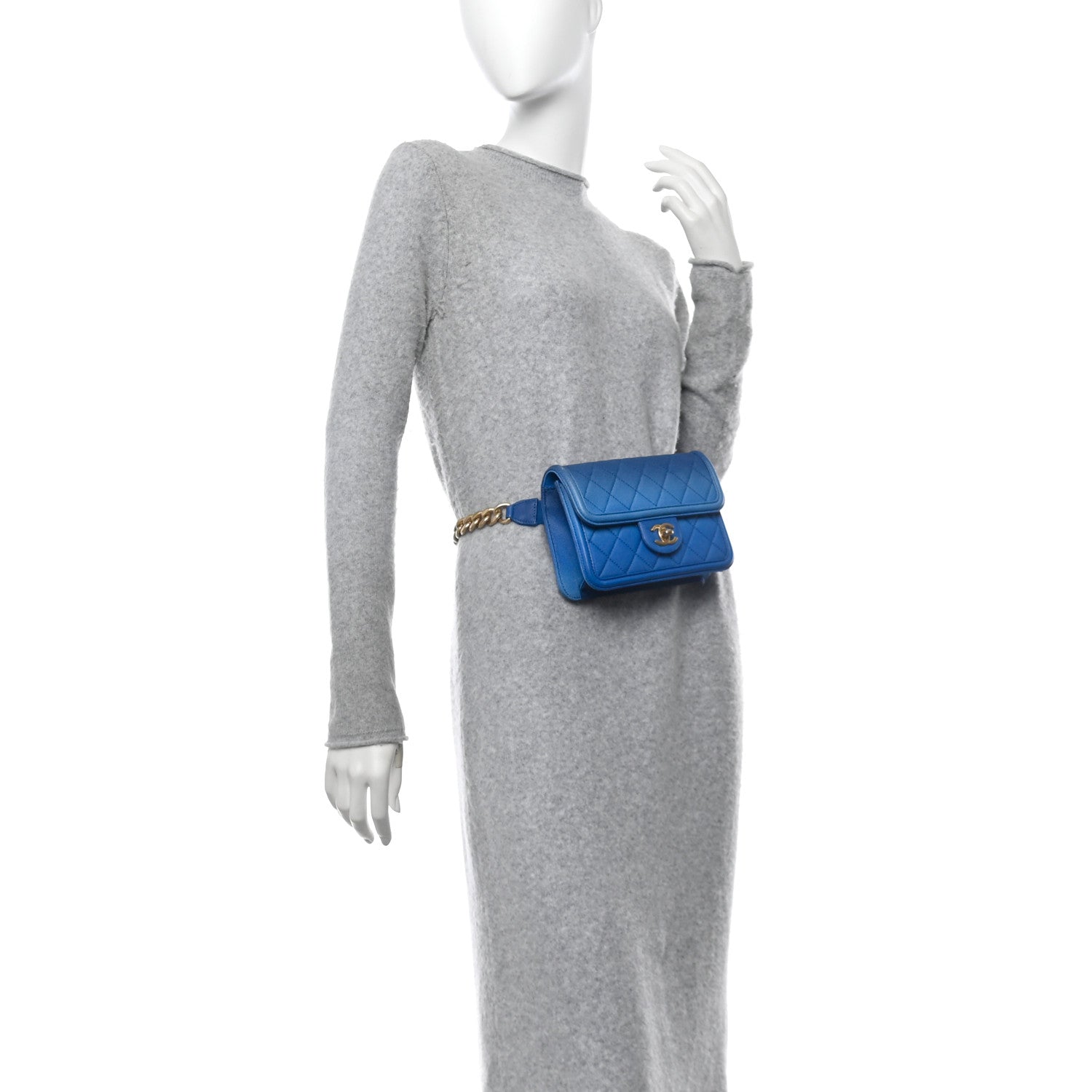 Caviar Quilted Sunset On The Sea Waist Bag Blue