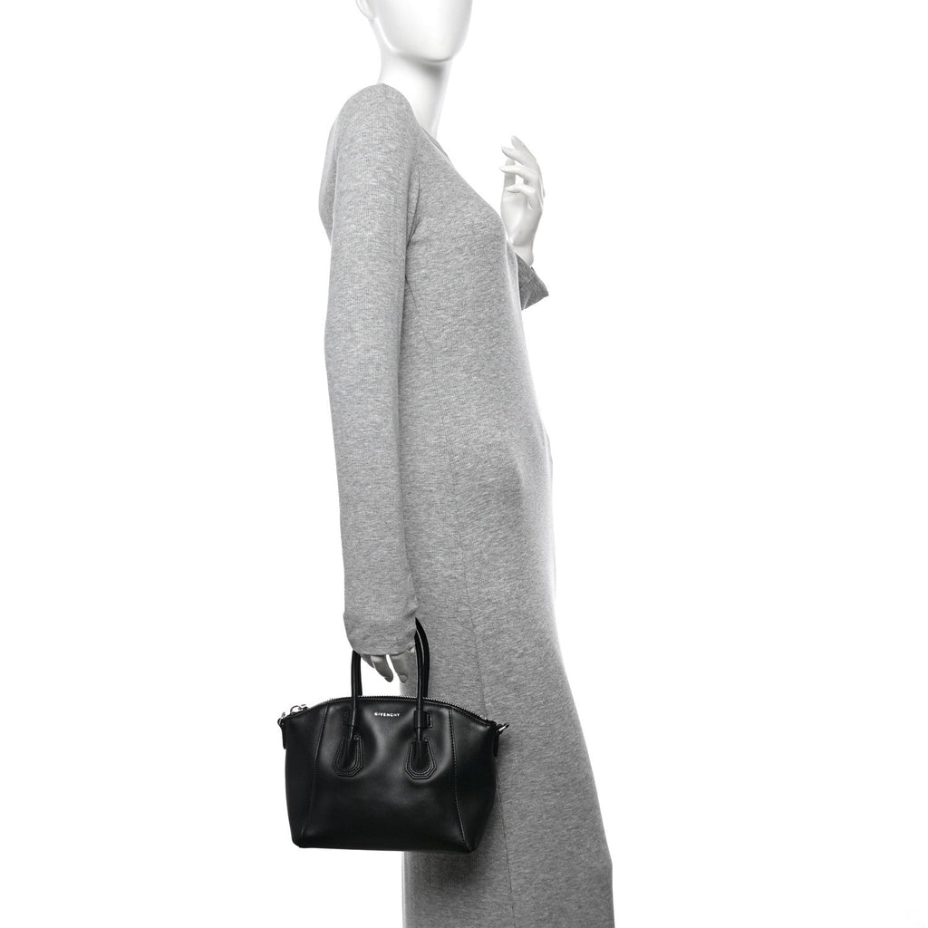 Box Calfskin Mini Antigona Sport Top Handle Bag Black