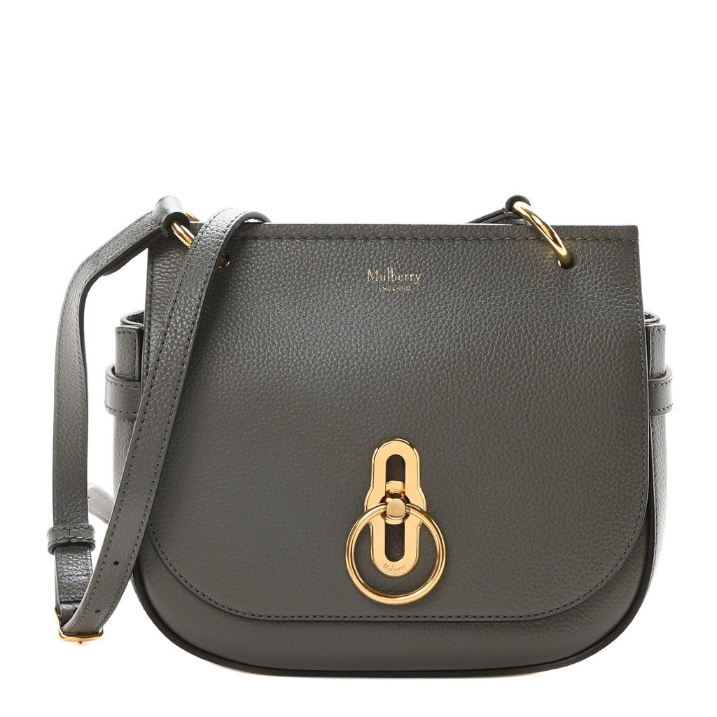 Small Classic Grain Calfskin Small Amberley Satchel Charcoal