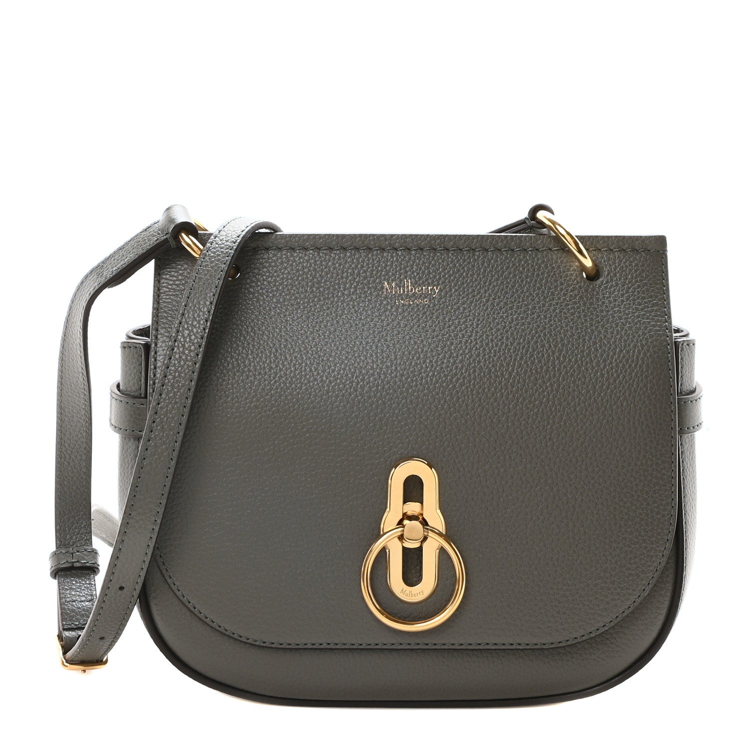 Small Classic Grain Calfskin Small Amberley Satchel Charcoal
