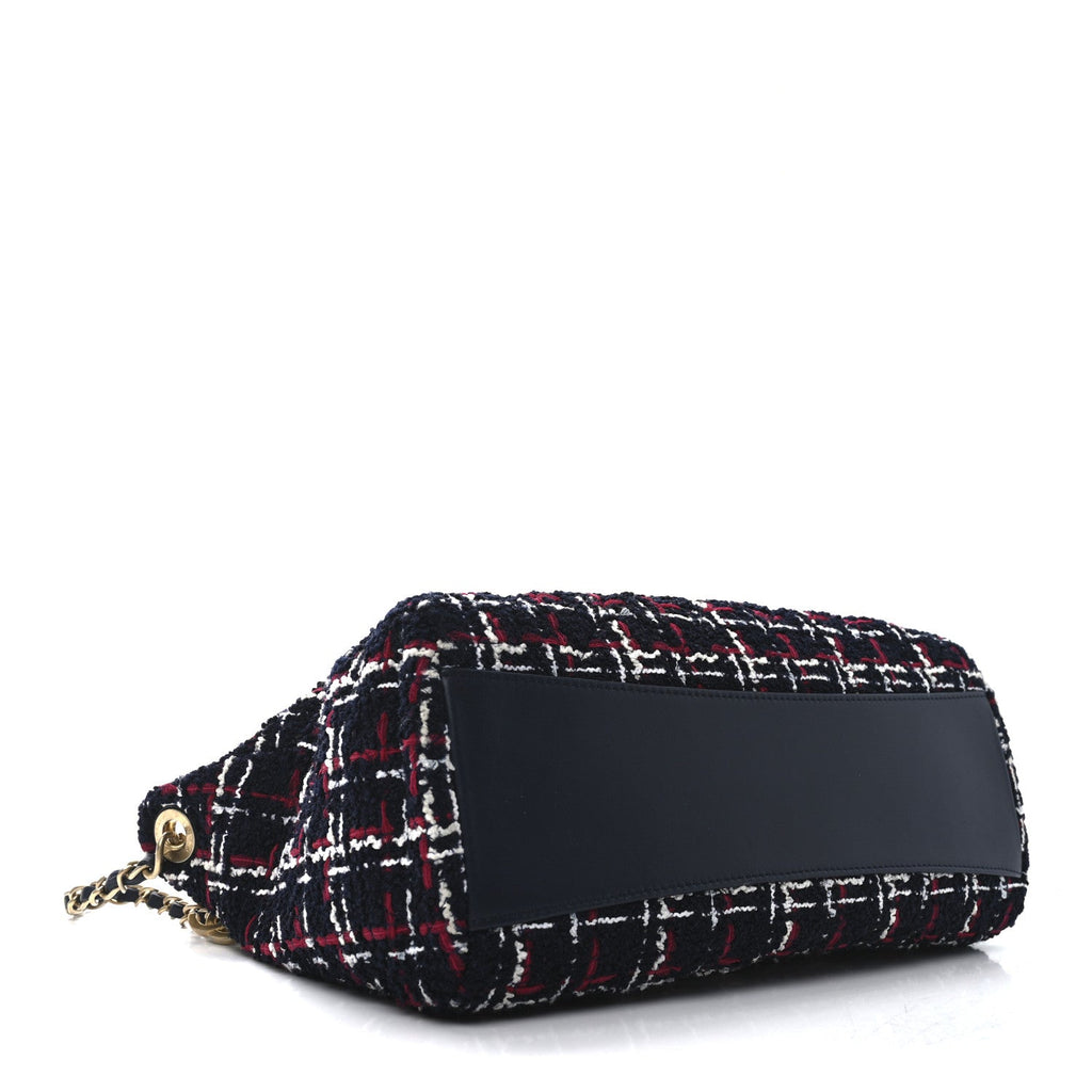 Tweed Calfskin Signe Hobo Navy Multicolor
