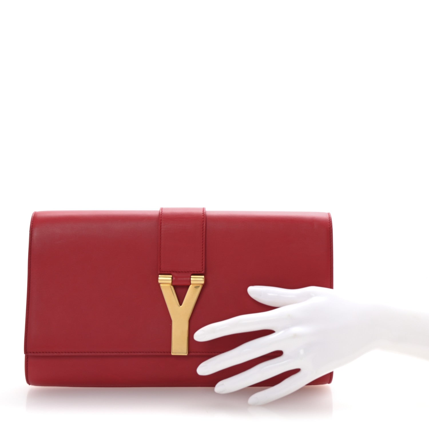 Calfskin Classic Y Ligne Clutch Red
