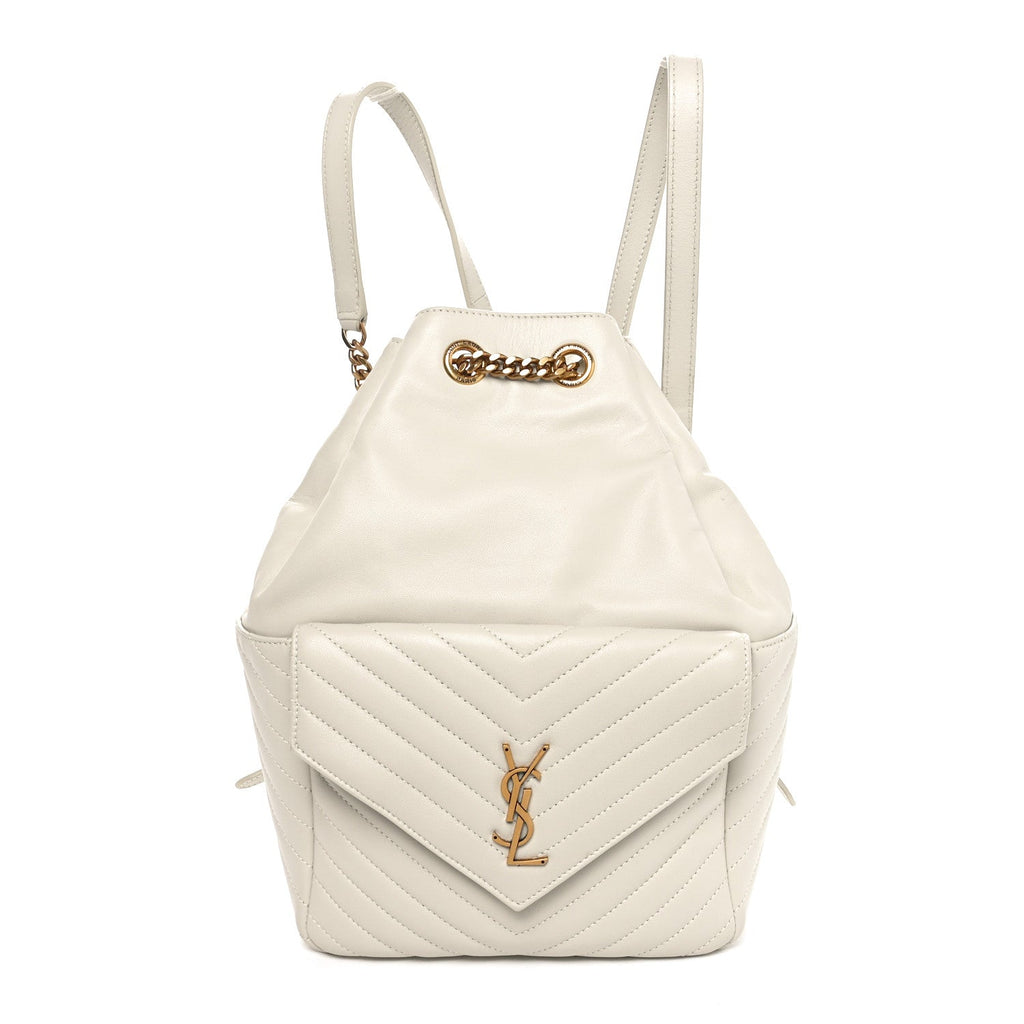 Lambskin Matelasse Monogram Joe Backpack Cream
