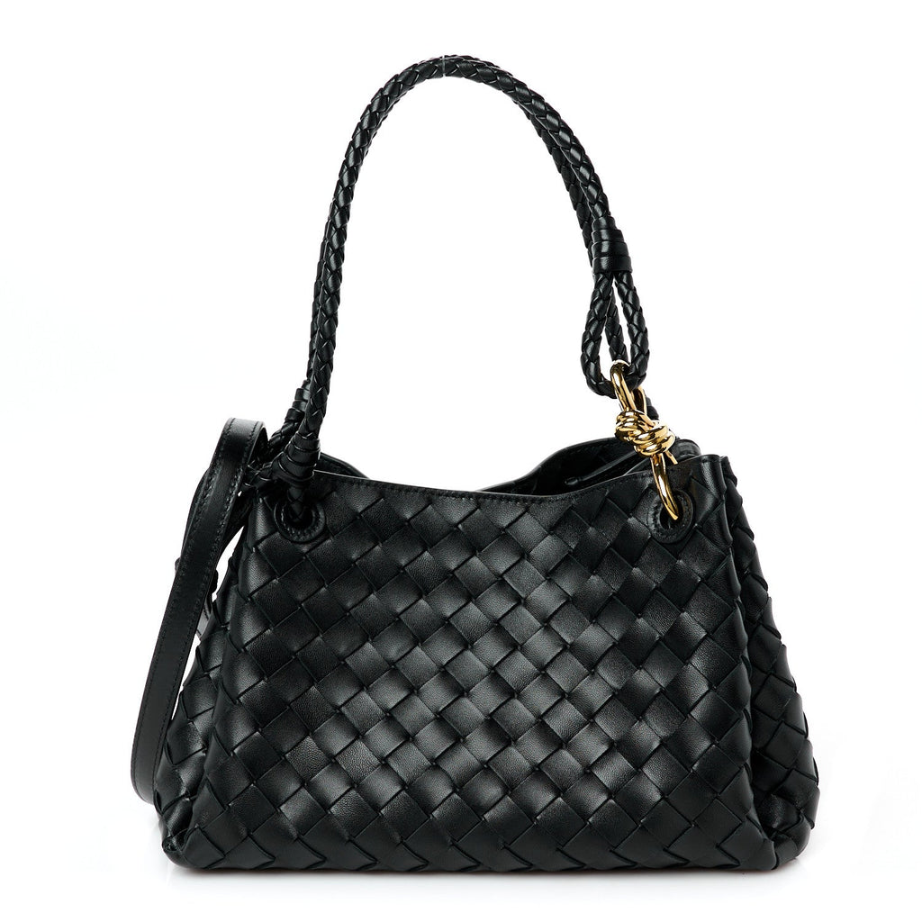 Nappa Intrecciato Small Parachute Shoulder Bag Black