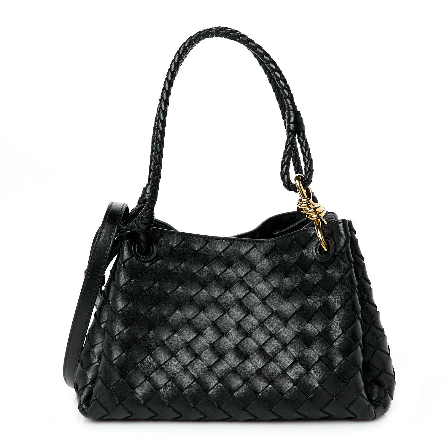 Nappa Intrecciato Small Parachute Shoulder Bag Black
