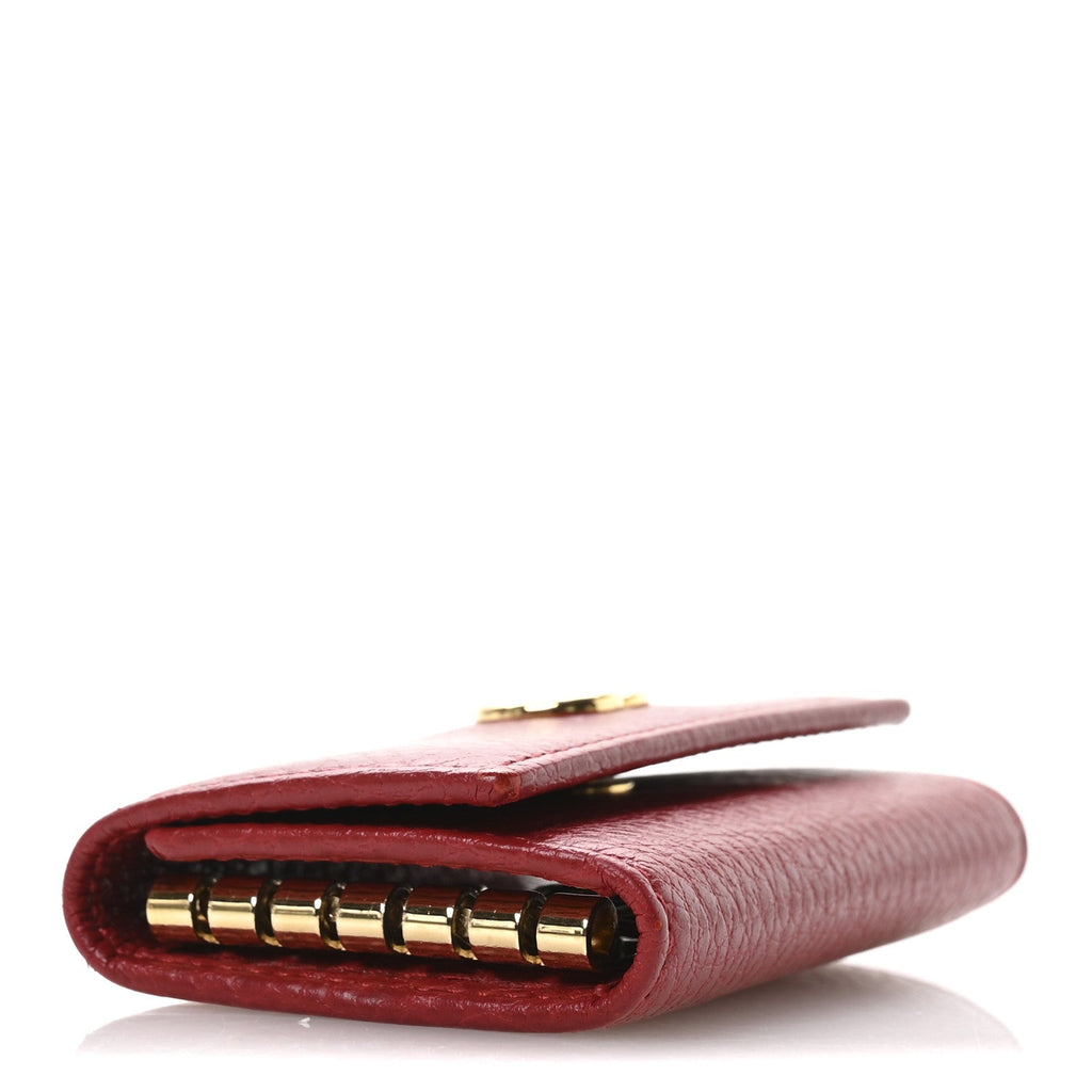 Pebbled Calfskin GG Marmont 6 Key Holder Hibiscus Red