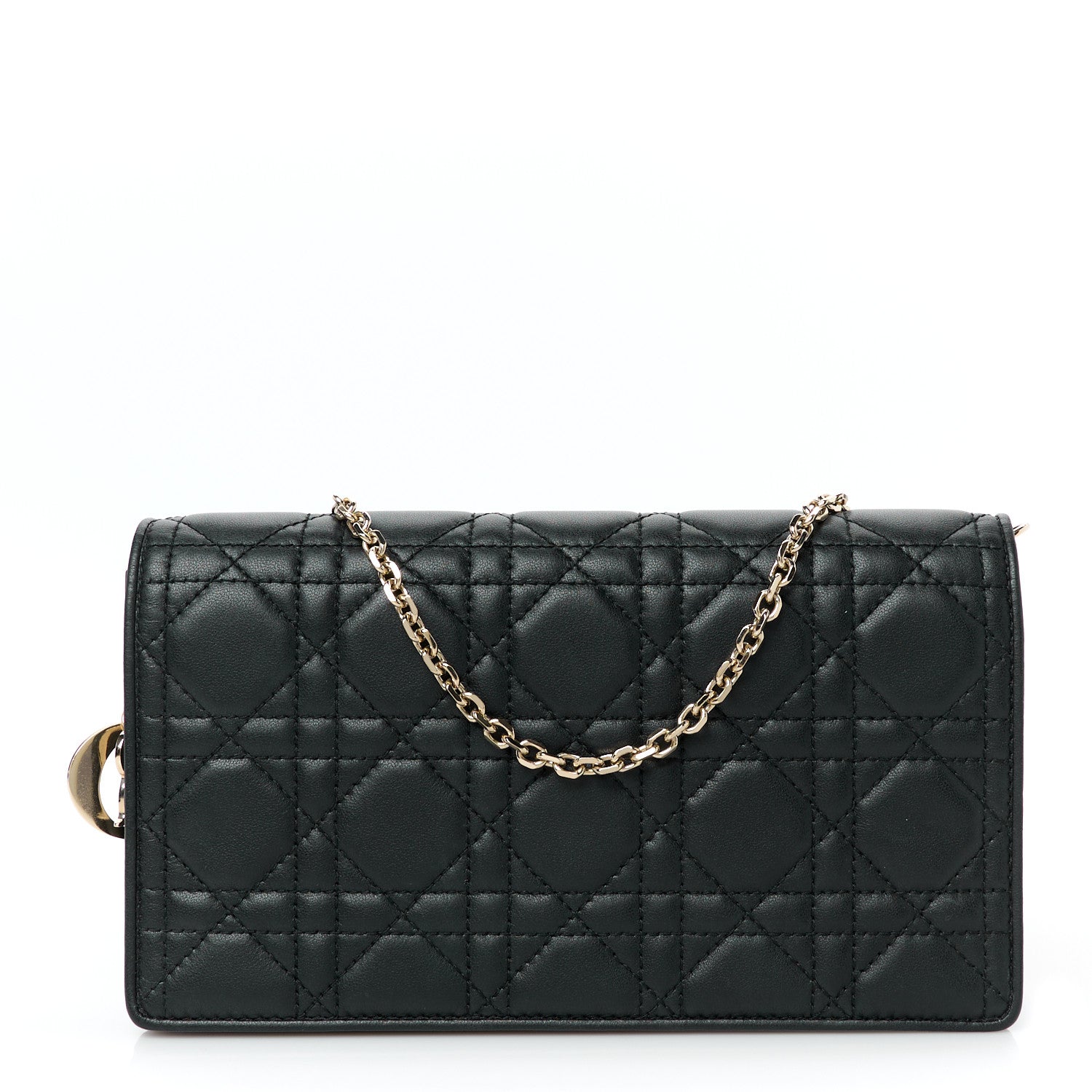 Lambskin Cannage Lady Dior Chain Wallet Black