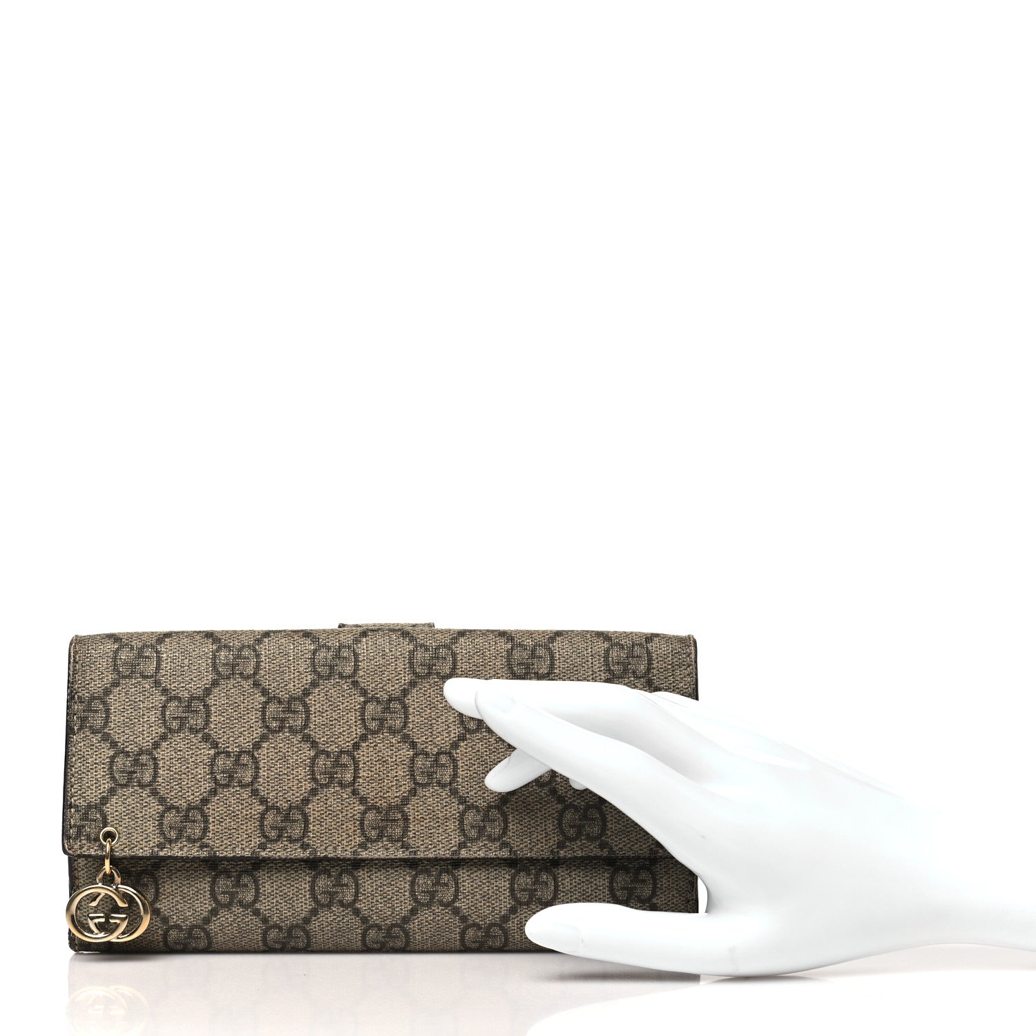 GG Supreme Monogram Continental Flap Wallet Beige
