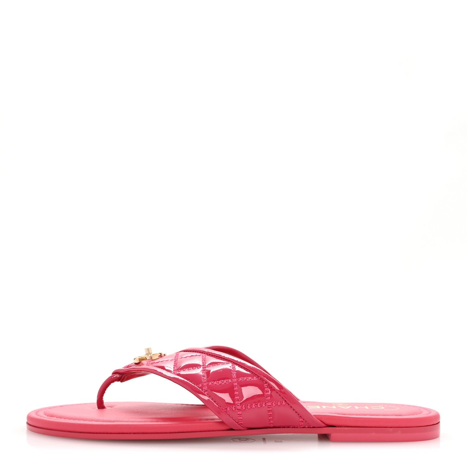 Patent Quilted CC Thong Sandals 38 Pink