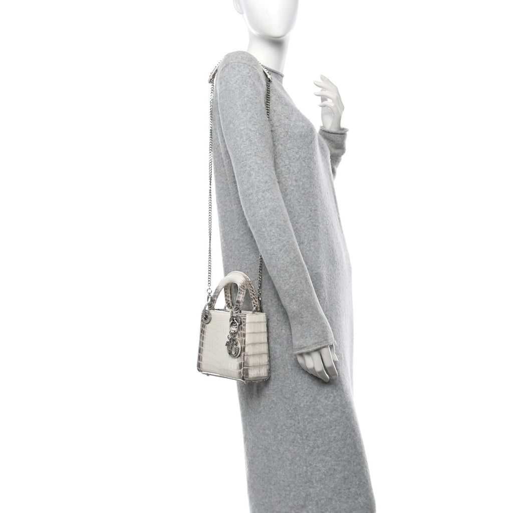 Niloticus Crocodile Himalaya Crystal Mini Lady Dior White