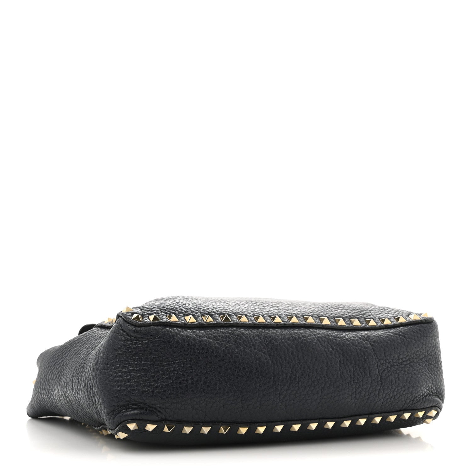 Pebbled Calfskin Rockstud Flip Lock Flap Messenger Satchel Marine