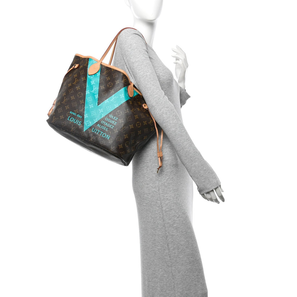 Monogram V Neverfull MM Turquoise