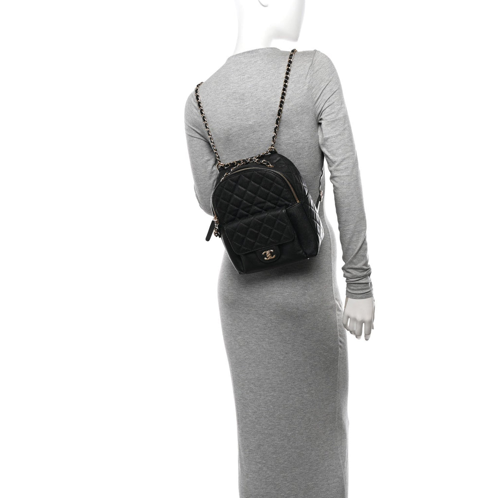 Caviar Quilted Medium Zip Around Backpack Black