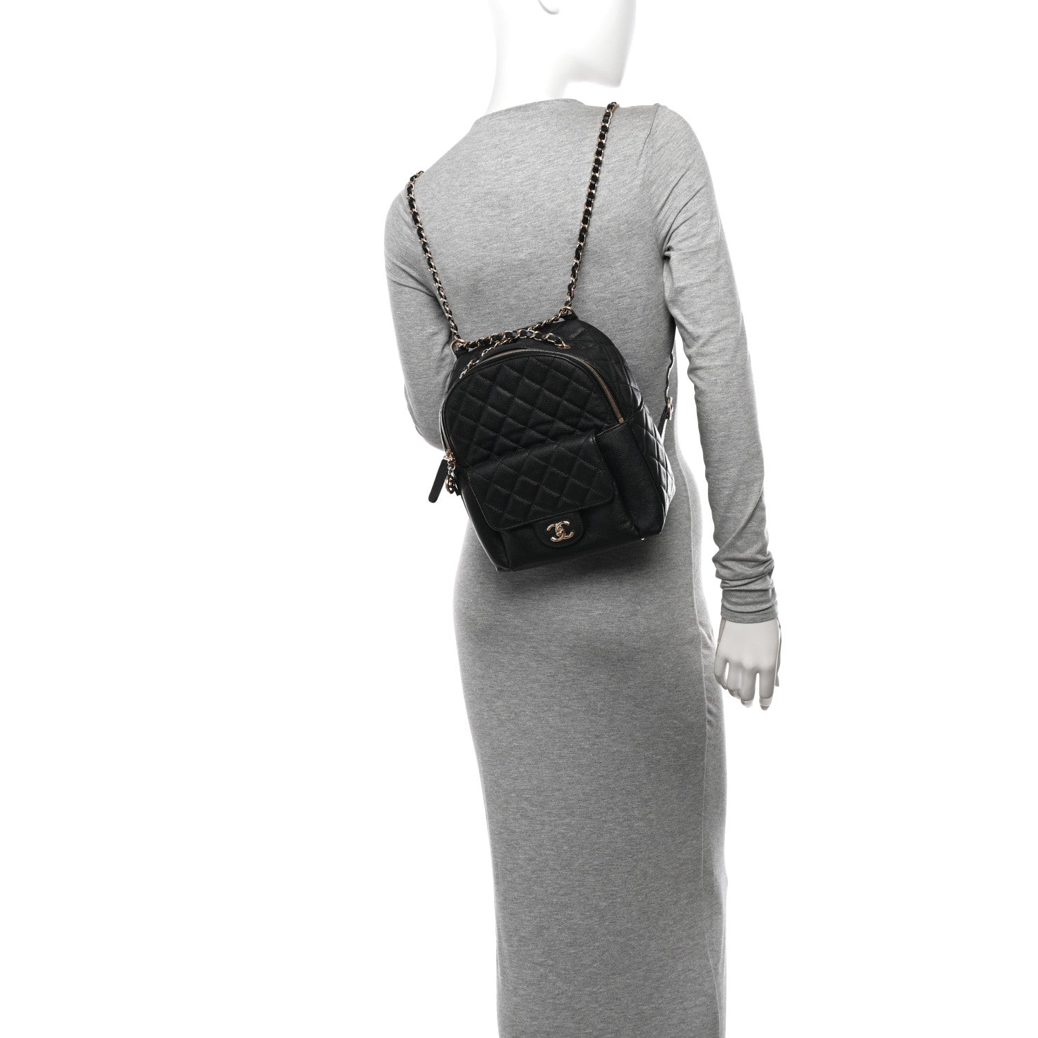 Caviar Quilted Medium Zip Around Backpack Black