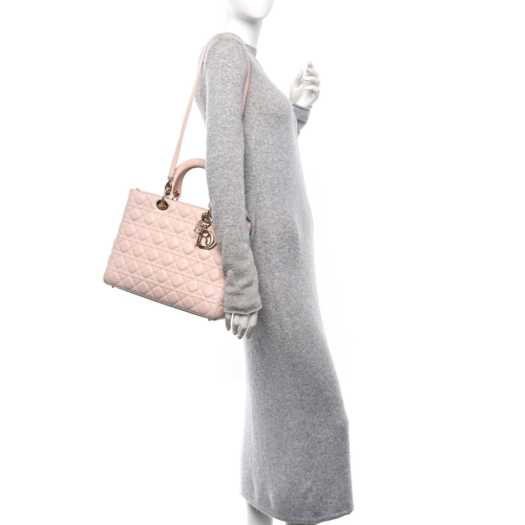 Lambskin Cannage Large Lady Dior Light Pink