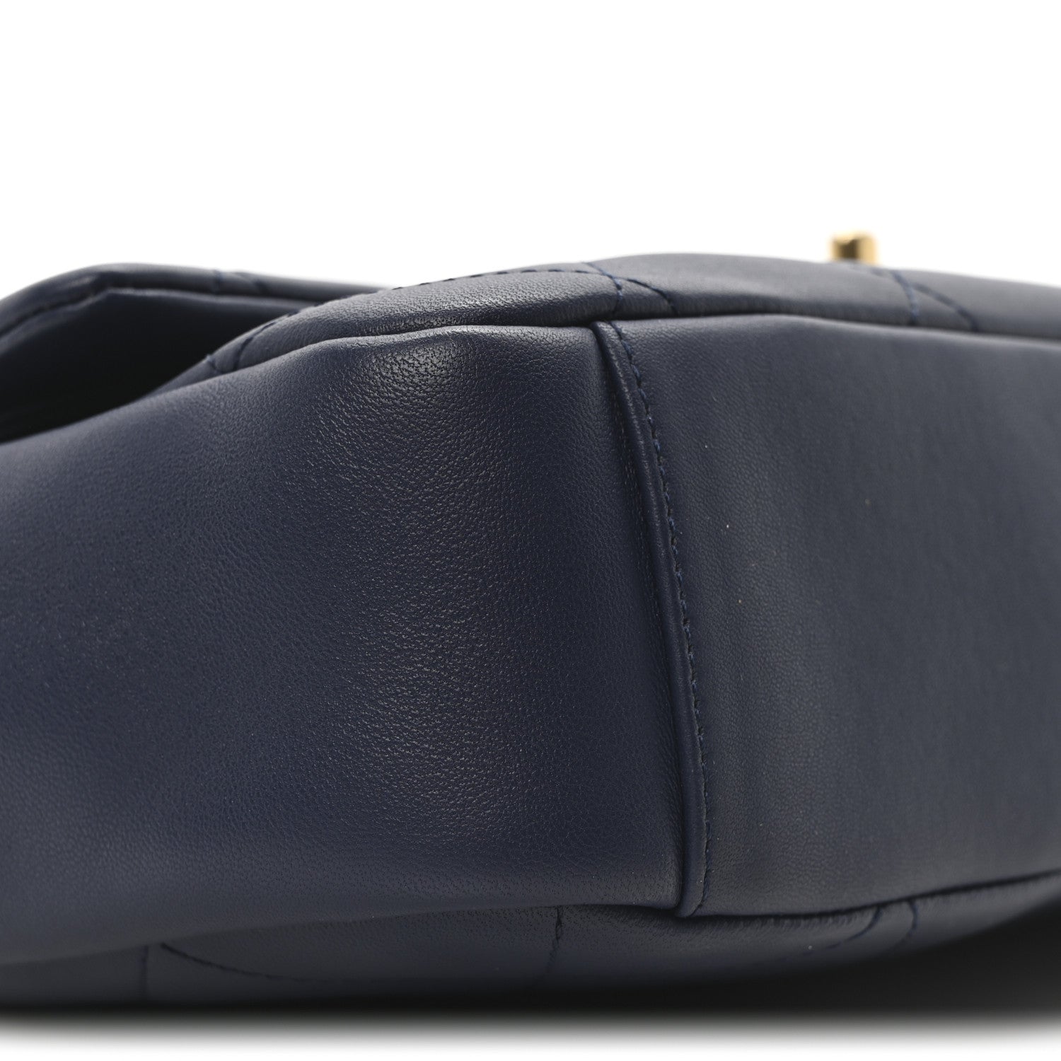Lambskin A Real Catch Flap Bag Navy Blue