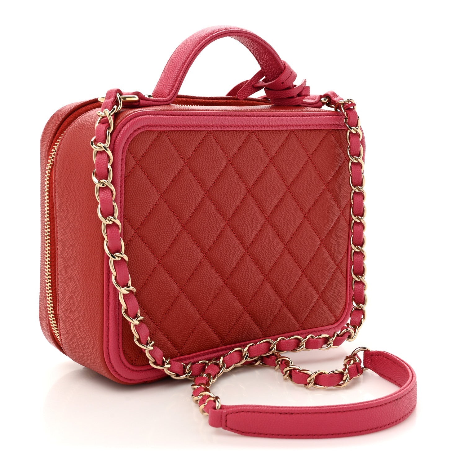 Caviar Quilted Medium CC Filigree Vanity Case Pink