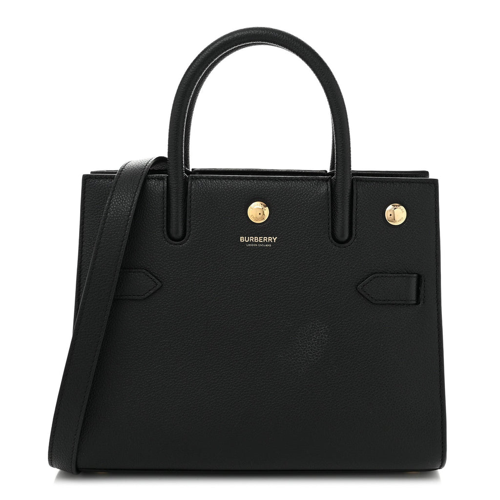 Grainy Calfskin Mini Two Handle Title Bag Black