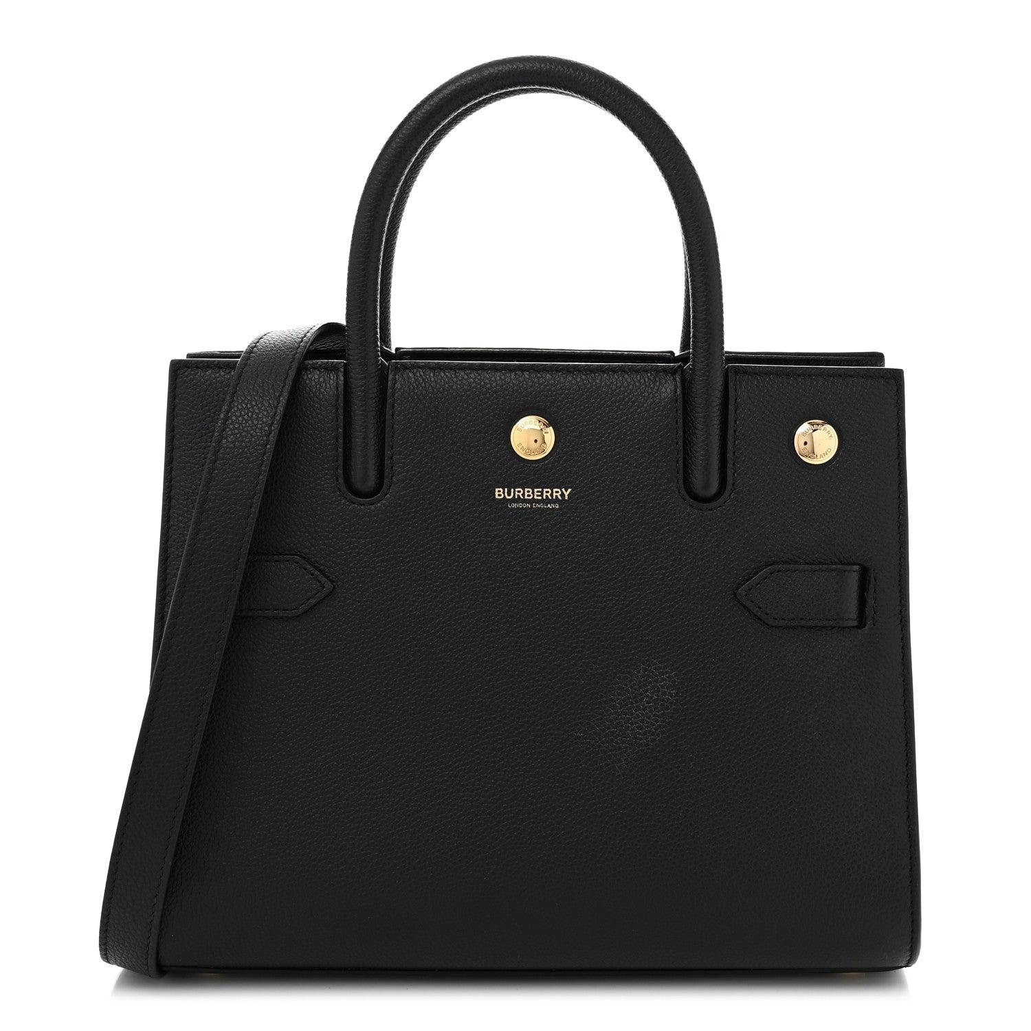 Grainy Calfskin Mini Two Handle Title Bag Black
