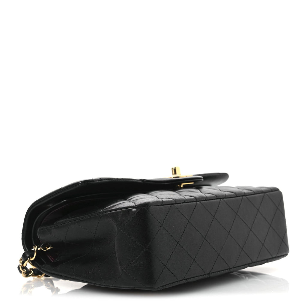 Lambskin Quilted Small Double Flap Black