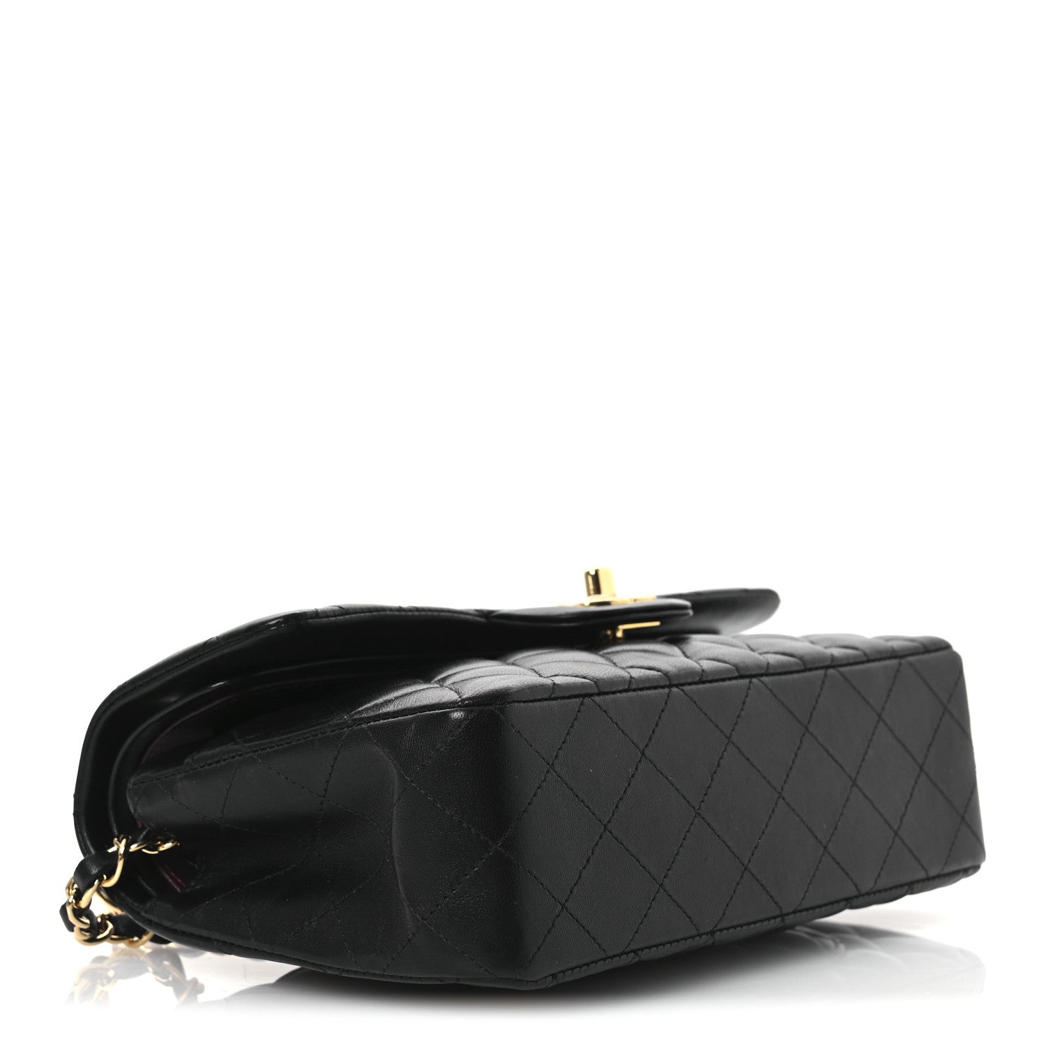 Lambskin Quilted Small Double Flap Black