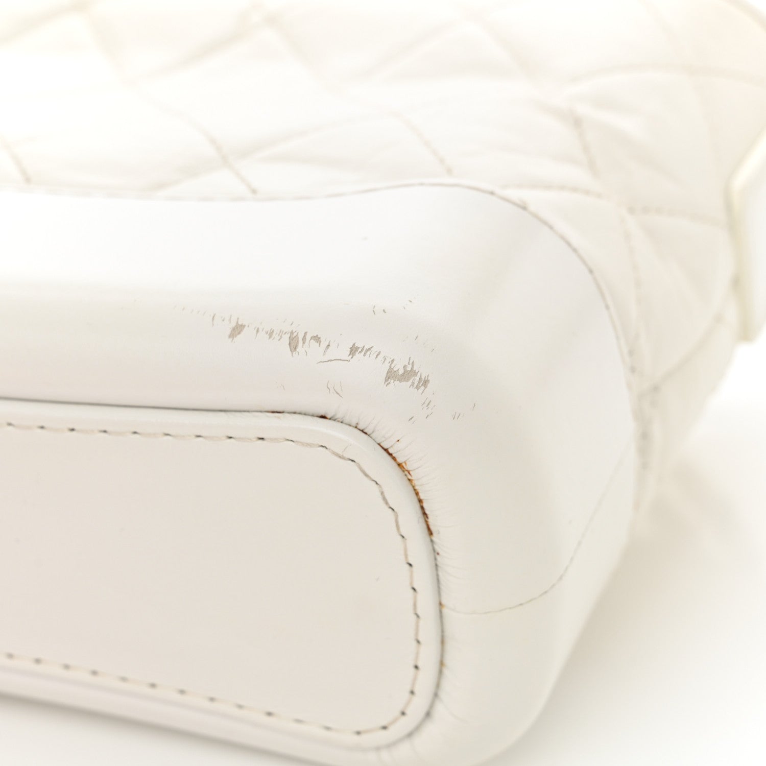 Aged Calfskin Quilted Small Gabrielle Hobo White