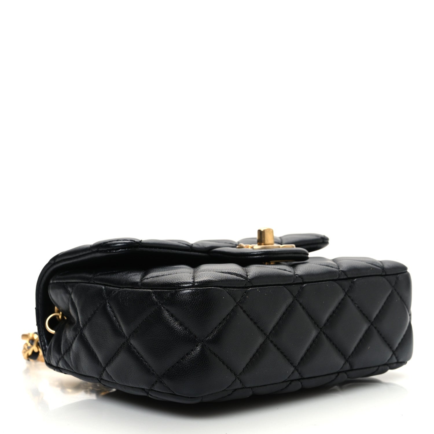 Lambskin Enamel Quilted Mini Coco Hearts Square Flap Black