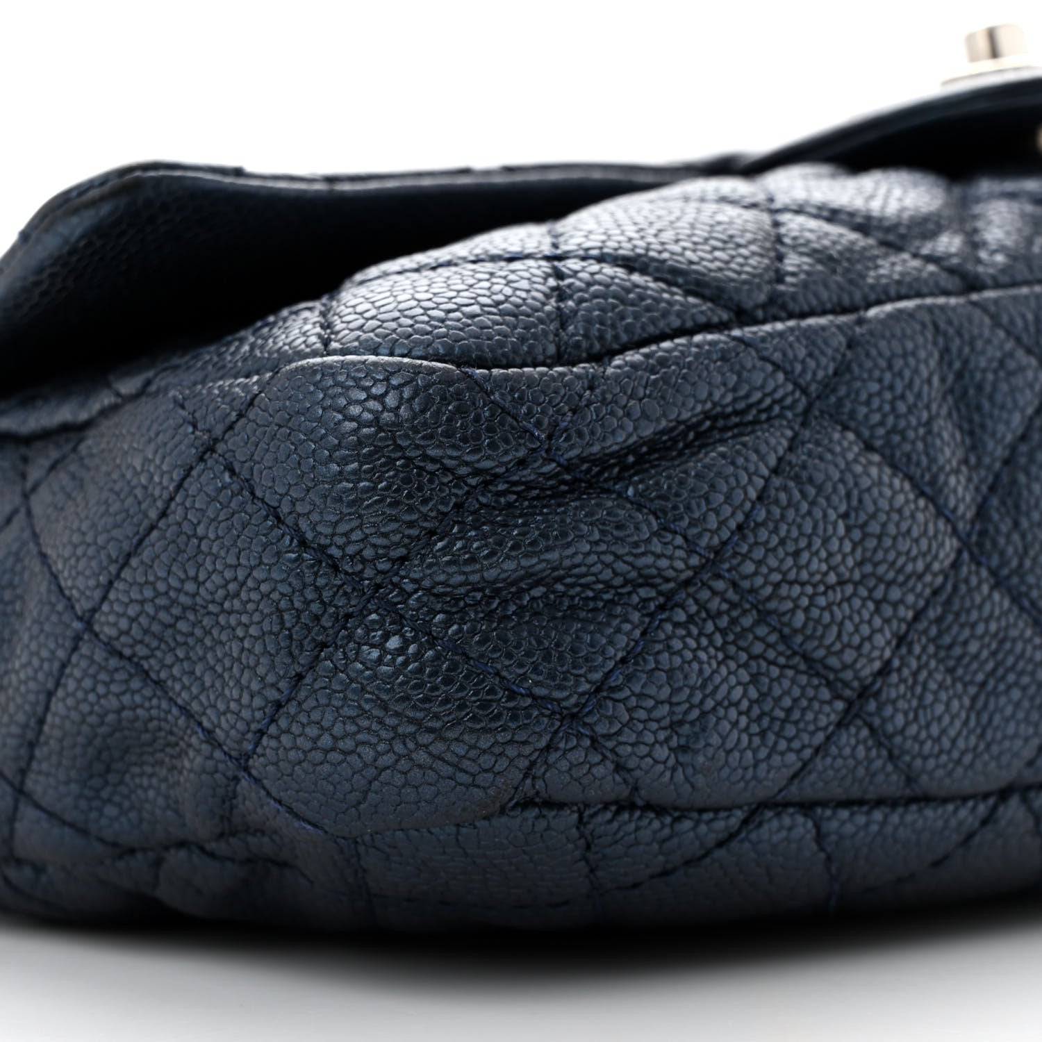 Iridescent Caviar Quilted Jumbo Easy Flap Dark Blue