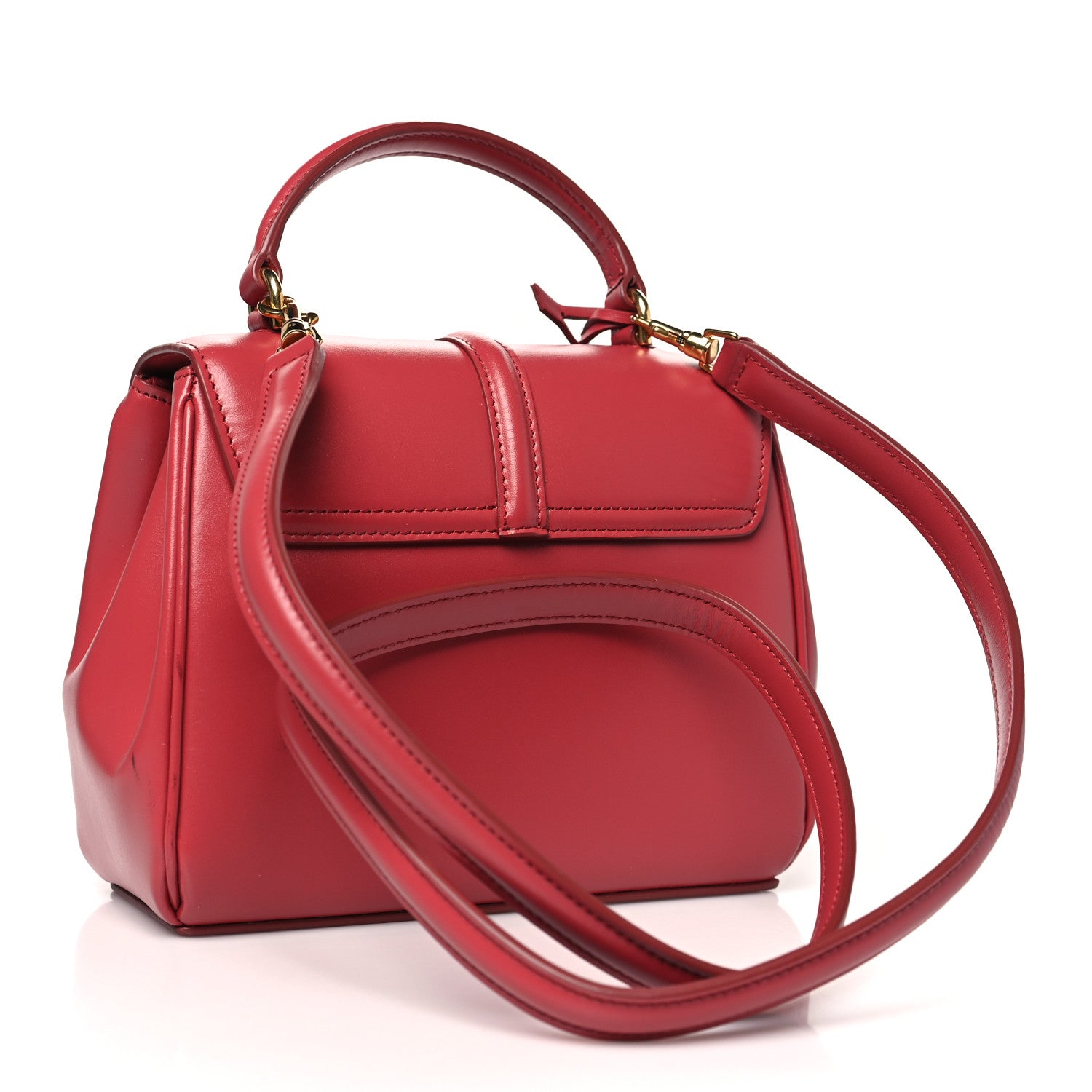 Satinated Calfskin Mini 16 Top Handle Bag Raspberry