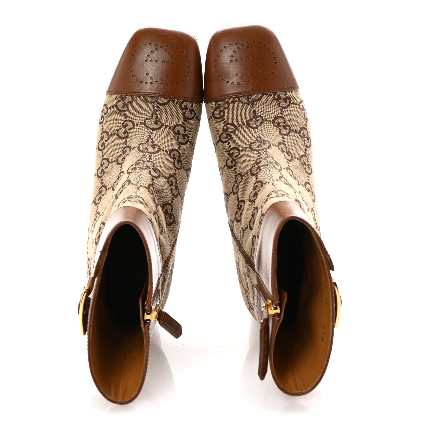 Monogram Cordovan Lux GG Ankle Boots 36.5 Beige Cuir