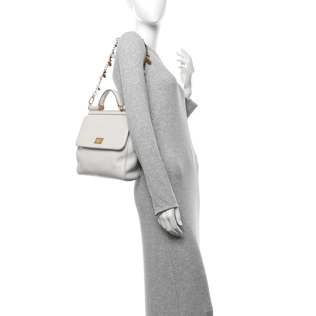 Calfskin Medium Miss Sicily Satchel White
