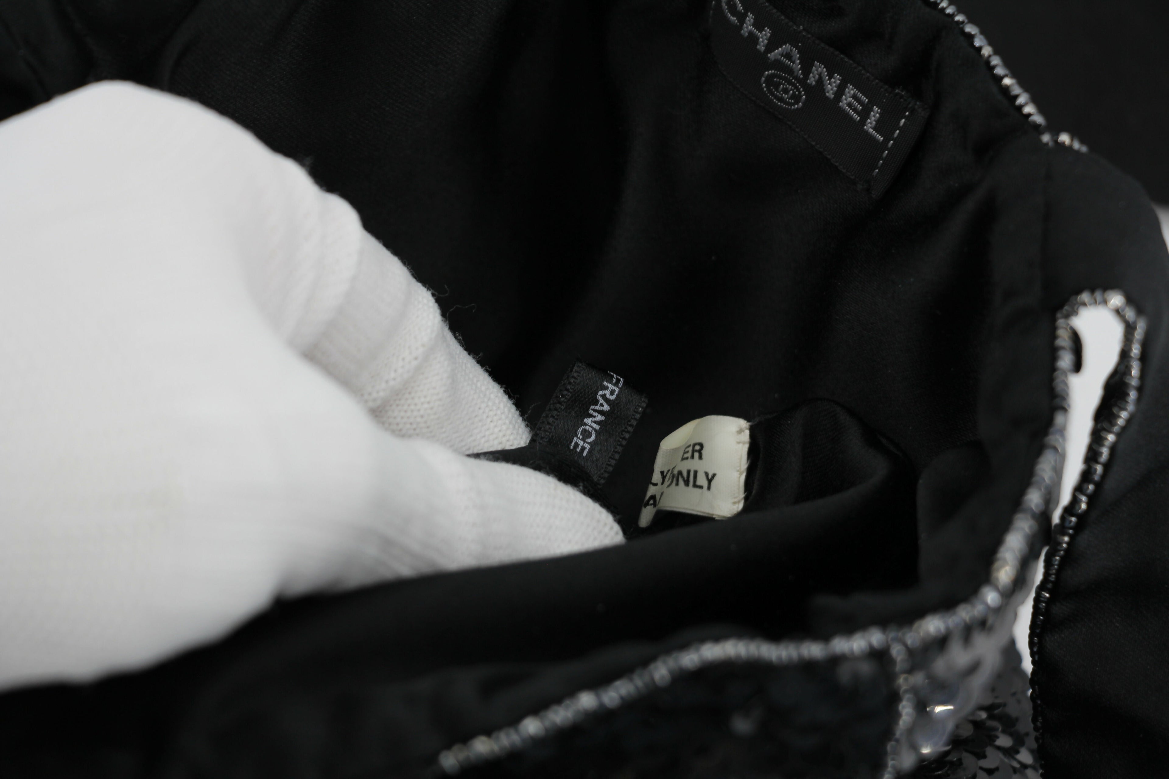 Chanel Coco Mark Metallic Black Sequin Tote Bag