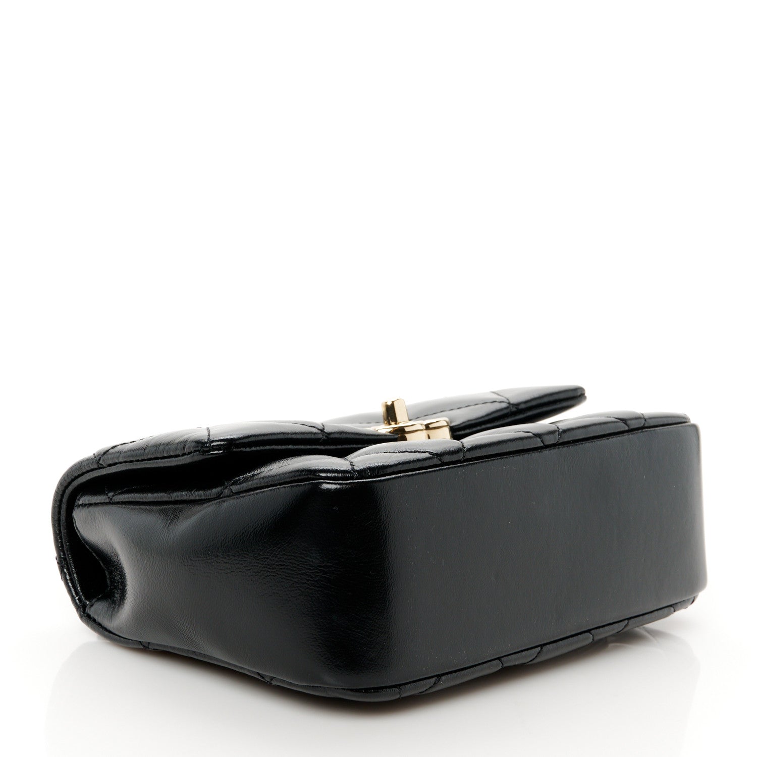 Shiny Lambskin Quilted Mini Coco Trip Flap Bag Black