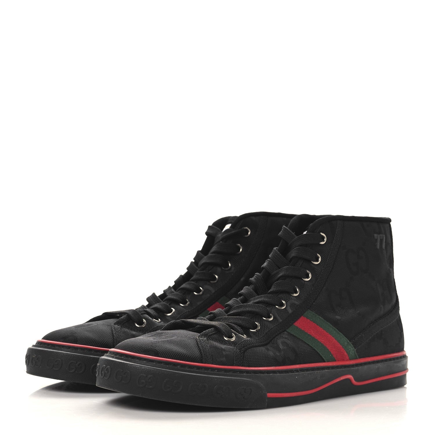 Econyl Nylon Web Monogram Off The Grid Mens 1977 Tennis High Top Sneakers 9.5 Black