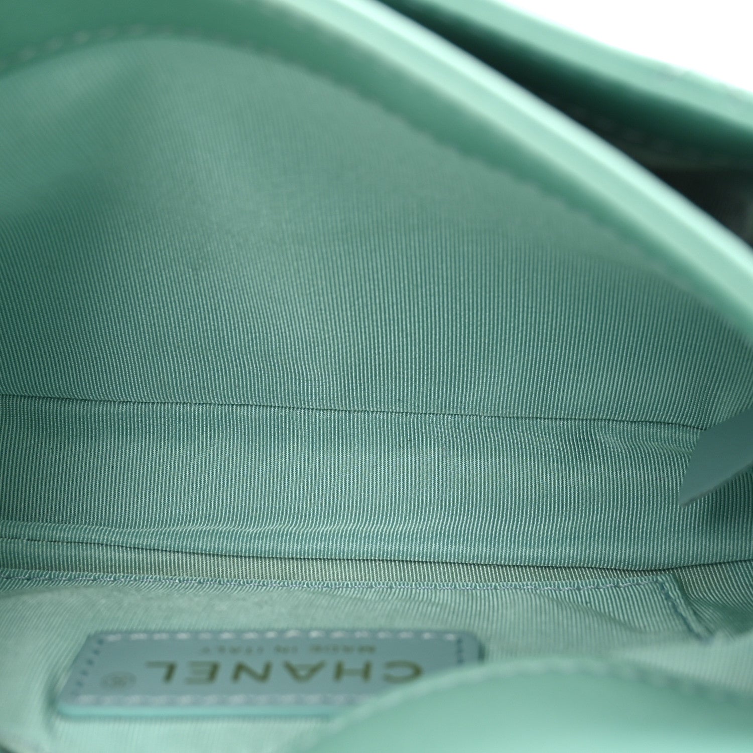 Calfskin Quilted Top Handle Flap Light Blue