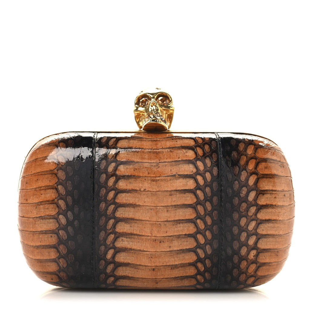Python Skull Box Clutch Brown