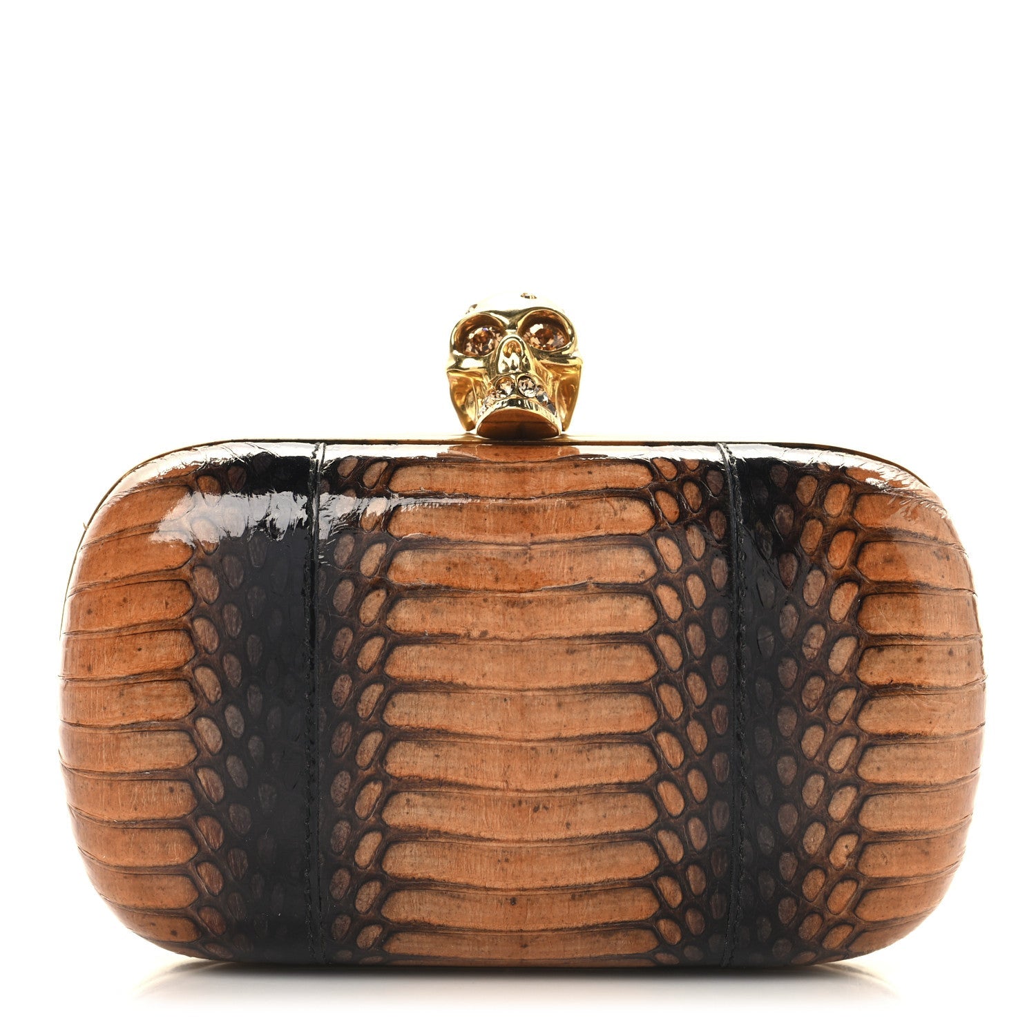 Python Skull Box Clutch Brown