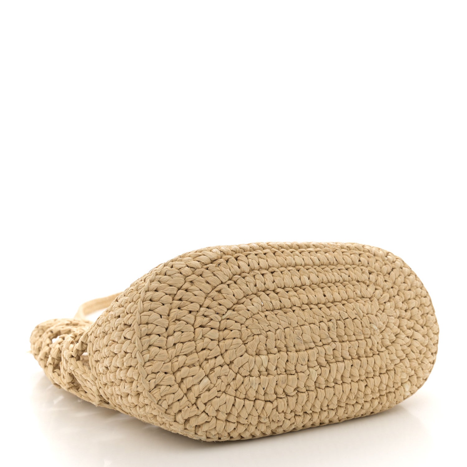 Yarn Raffia Effect Crochet Embroidered Mini  Logo Tote Naturale