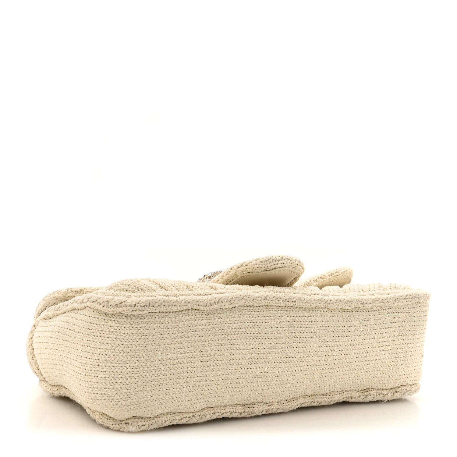 Knitted Wool Crystal Small GG Marmont Shoulder Bag Ivory