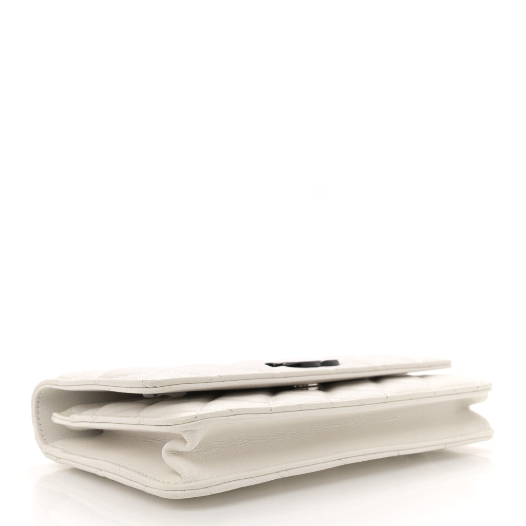 Caviar Quilted My Everything Wallet On Chain WOC White