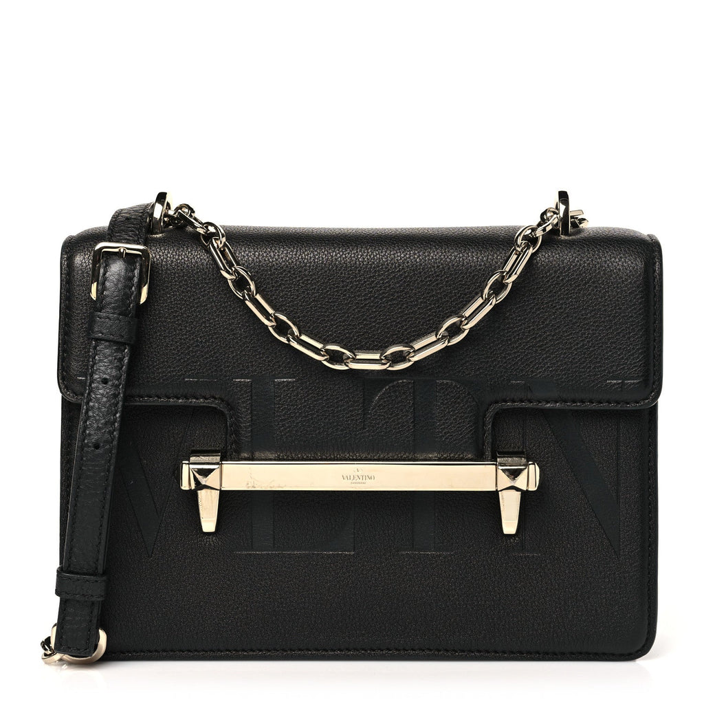 Grainy Calfskin Medium VLTN Uptown Shoulder Bag Black