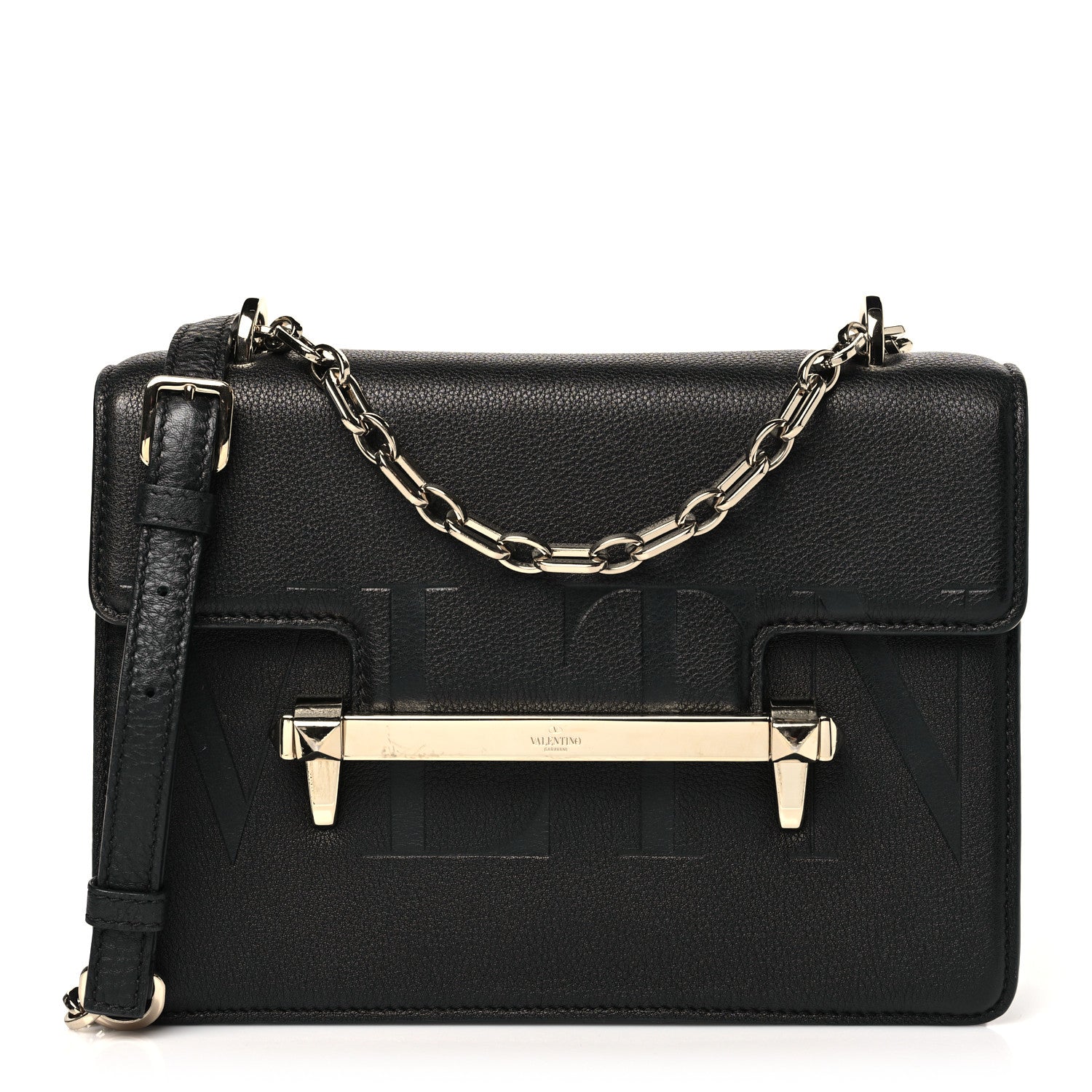 Grainy Calfskin Medium VLTN Uptown Shoulder Bag Black