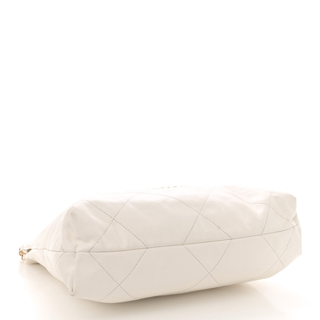Shiny Calfskin Quilted Small Chanel 22 White