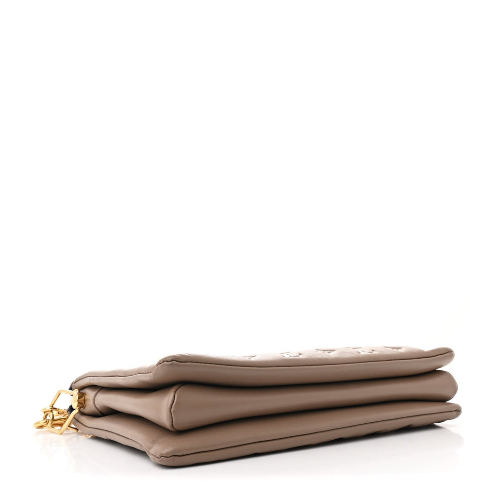 Lambskin Embossed Monogram Coussin MM Taupe