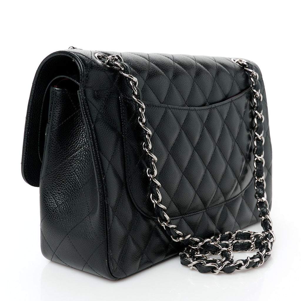 Caviar Quilted Jumbo Double Flap Black