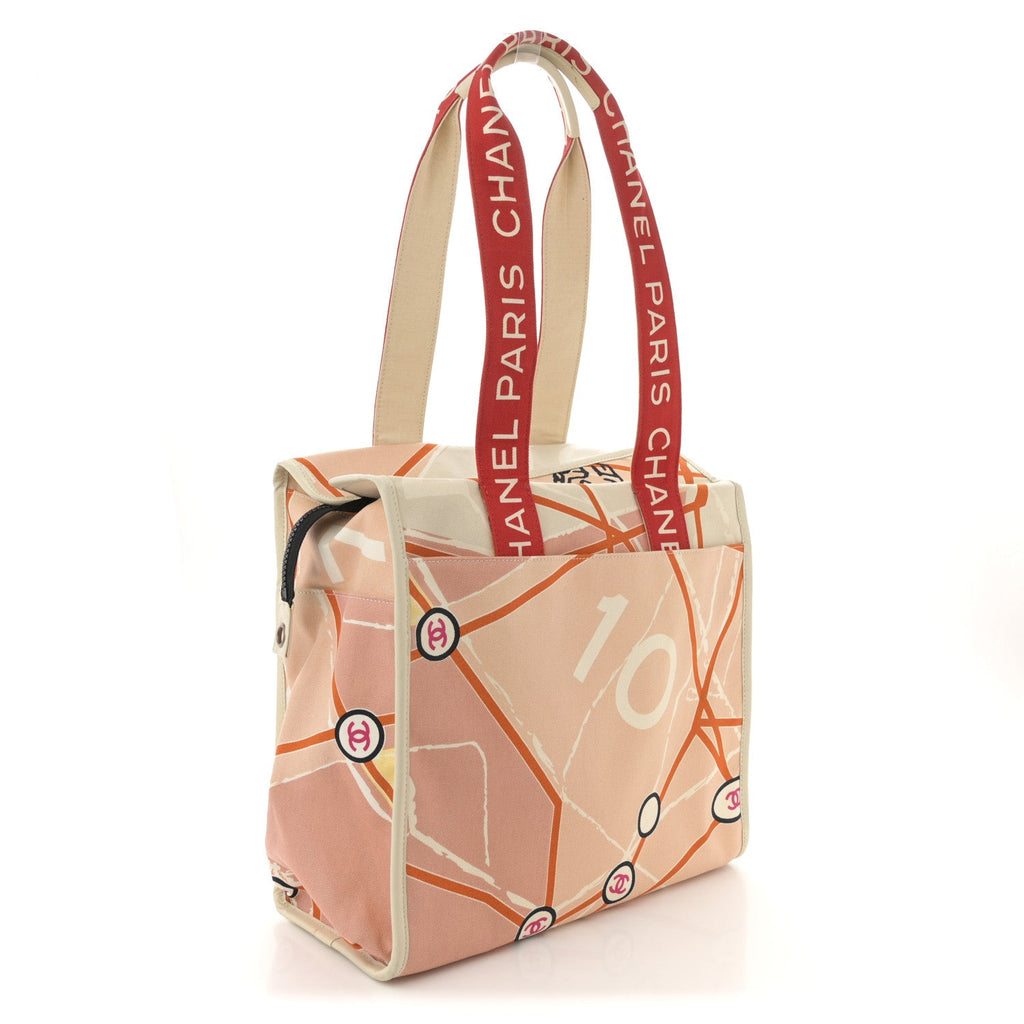 Canvas Printed Paris Map Tote Bag Red